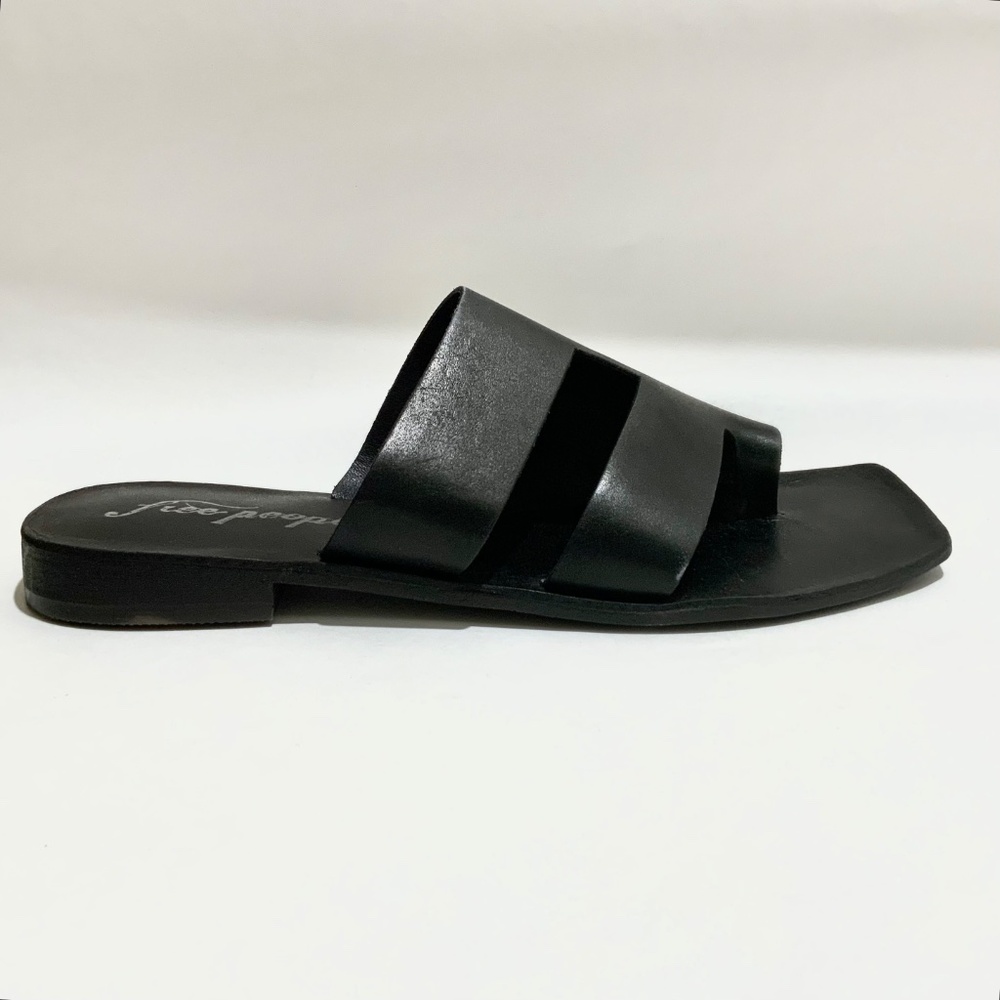 Free People Lander Black Leather Slide Sandal Slip On Flat Mules Summer Shoes 39 - Picture 9 of 9